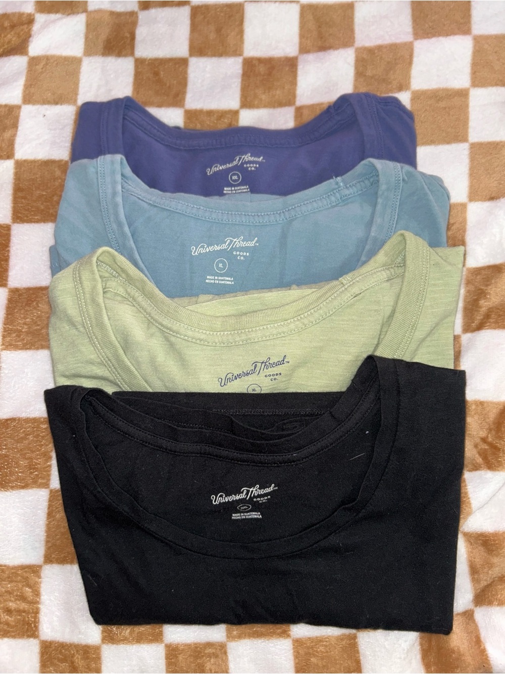 Universal Thread Tee Set - Black, Sage, Light Blue, Navy / 3 Vneck & 1 Scoop
